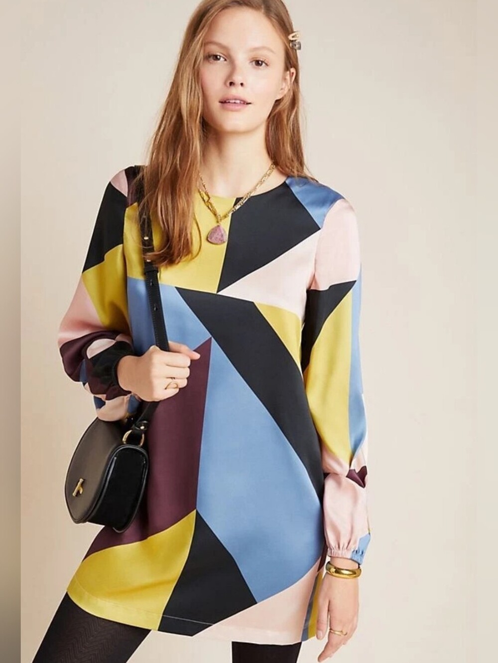 Abstract Geo-Print Shift Dress in Multi
